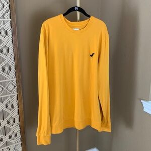 A-Dam‎ Crewneck Sweater Ria Dino Logo 100% Organic Cotton Mustard Yellow XL